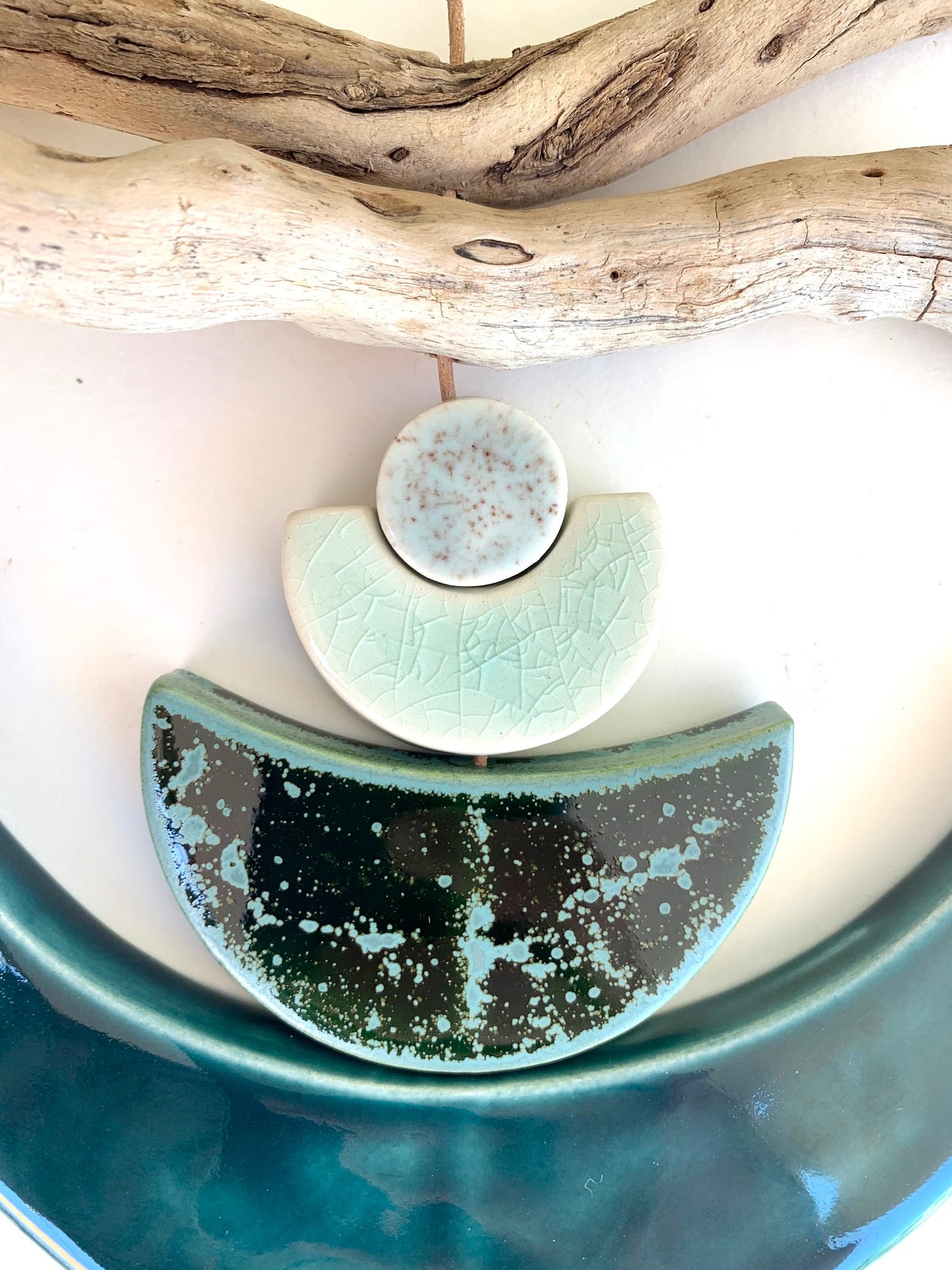 one of a kind 'sea foam moons' ceramic piece