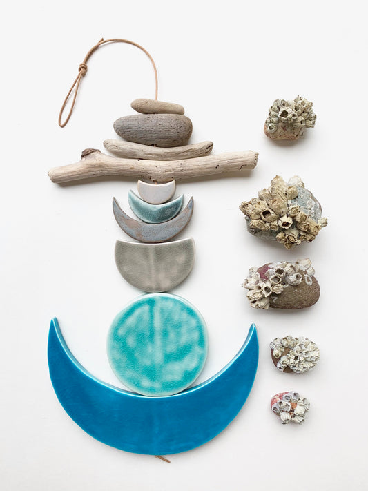 sold - one of a kind 'sea foam moons' ceramic piece