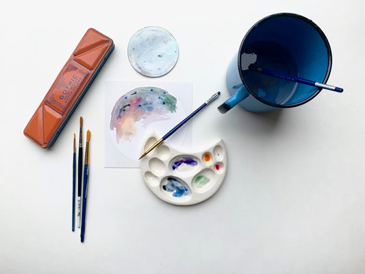 white moon crater watercolor palette