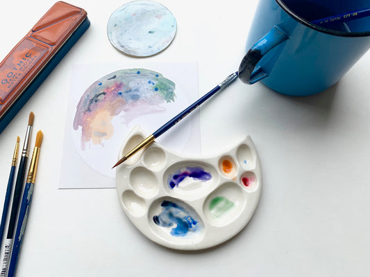 white moon crater watercolor palette