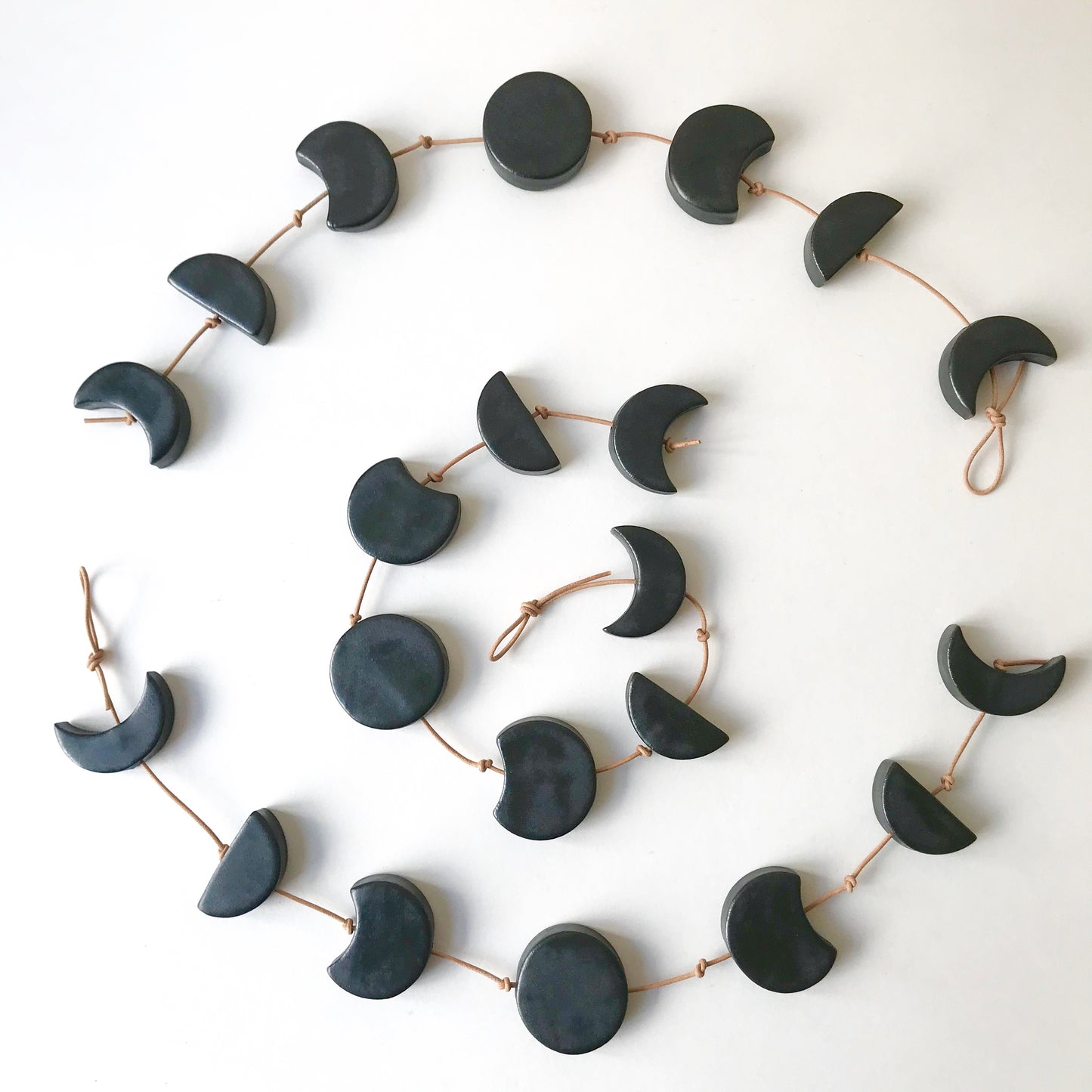 you are my moon; burnished steel ceramic moon phases vertical wall hanging