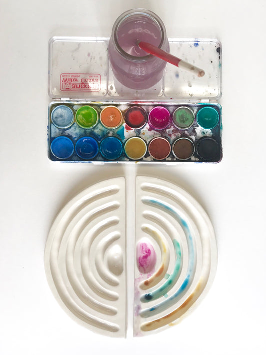 white rainbow watercolor palette